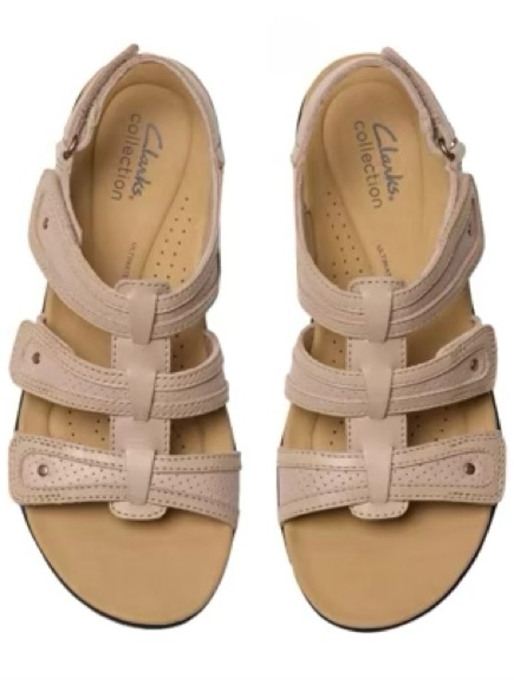 Leather Sandals Three Straps Clarks Strappy Adjustable Sandals cream color